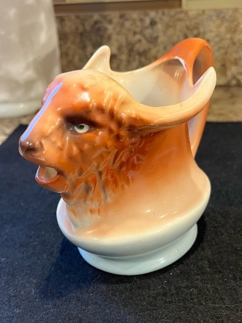 Vintage Royal Bruxonia Austria Water Buffalo Bison Head Creamer Pitcher